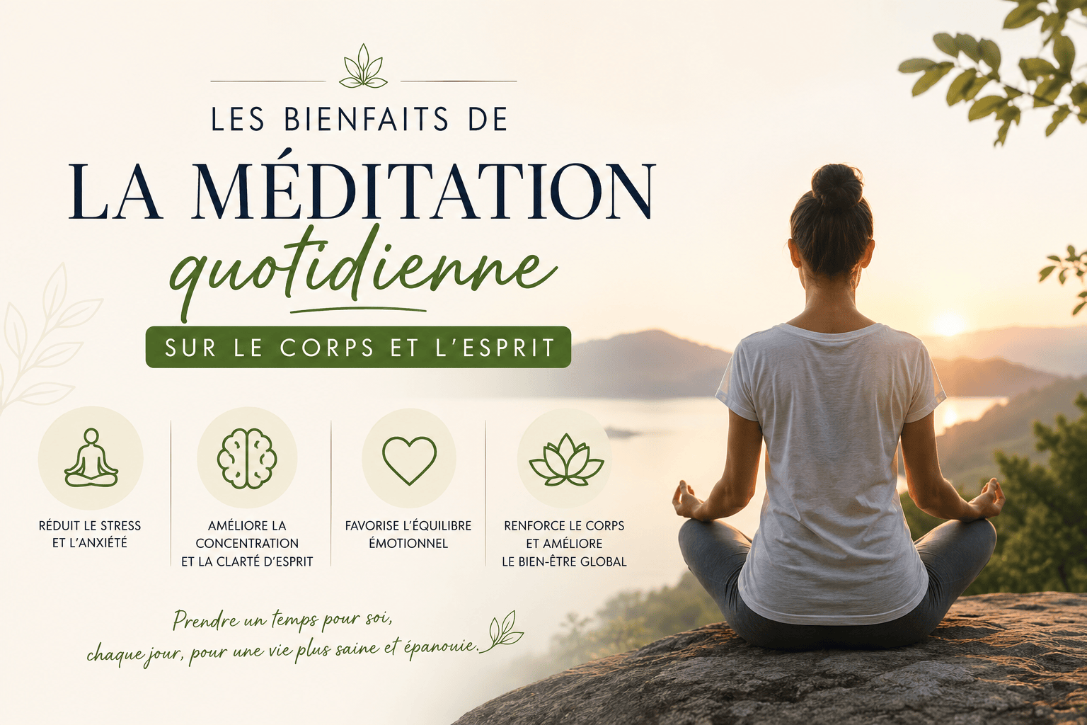 Personne en méditation dans un espace calme et lumineux